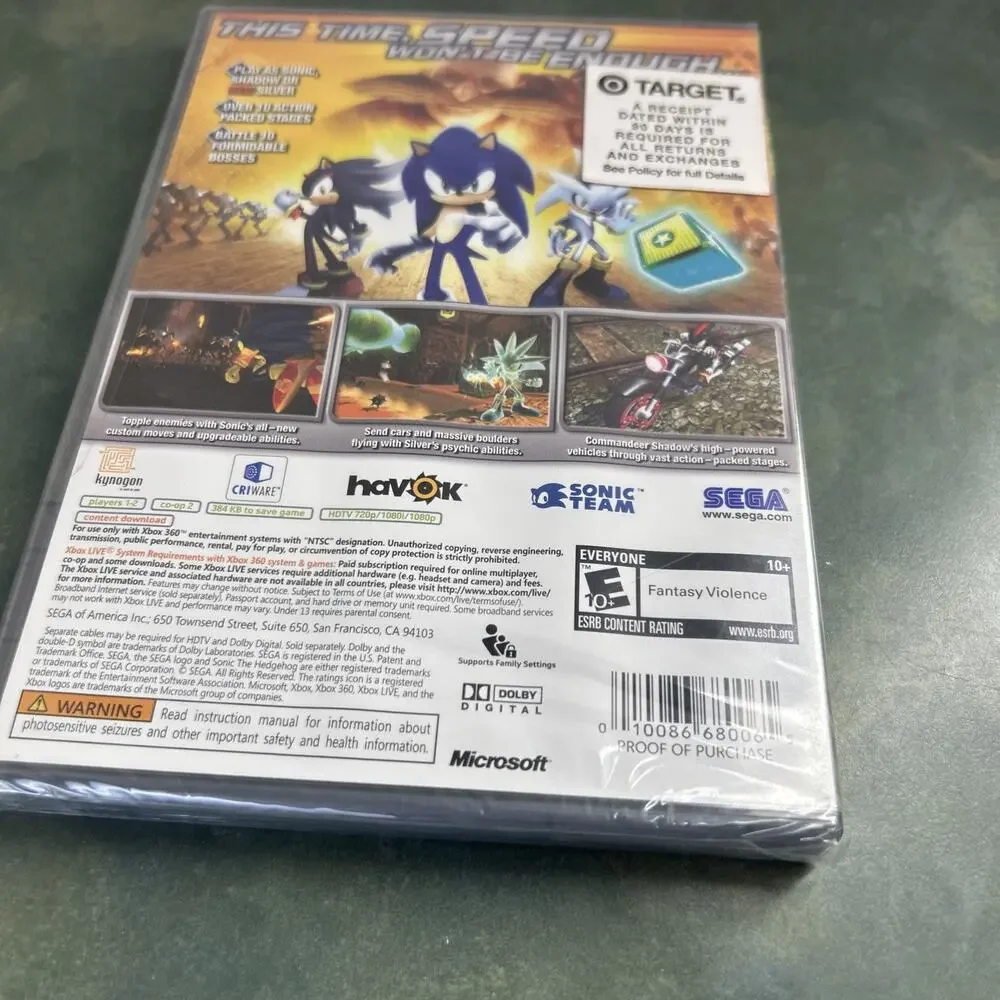 Sonic the Hedgehog Xbox 360 Platinum Family Hits New Sealed READ Target Sticker